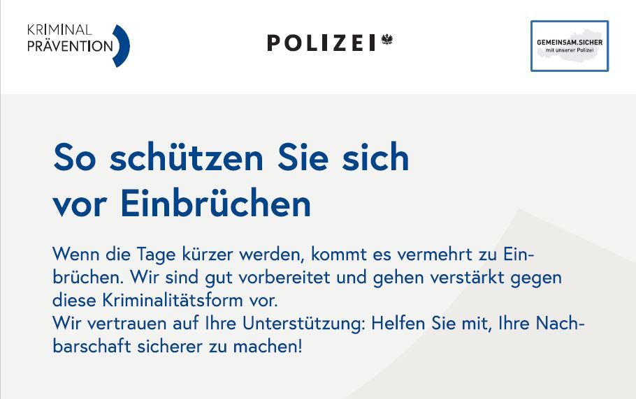 Eine Information der Polizei: So schützen Sie sich vor Einbrüchen